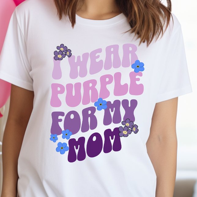 Alzheimers medvetenhet, jag bäror lila för min mam t shirt (Skapare uppladdad)
