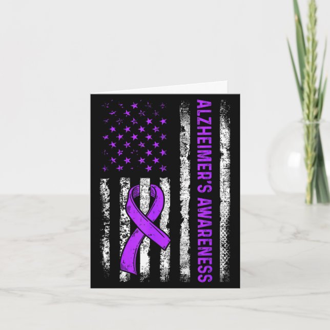 Alzheimers medvetenhet kamp amerikansk usa flagga kort (Framsida)