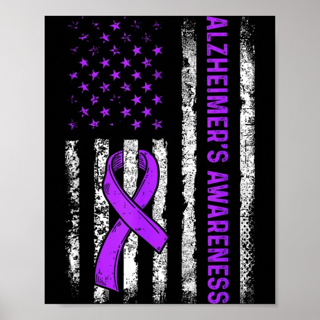 Alzheimers medvetenhet kamp amerikansk usa flagga poster (Framsidan)