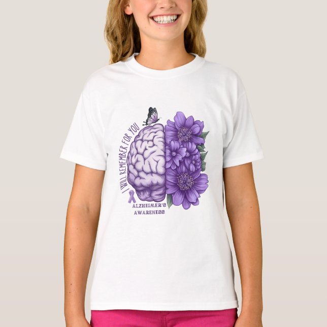 Alzheimers medvetenhet kommer jag att minnas för d t shirt (Framsida)