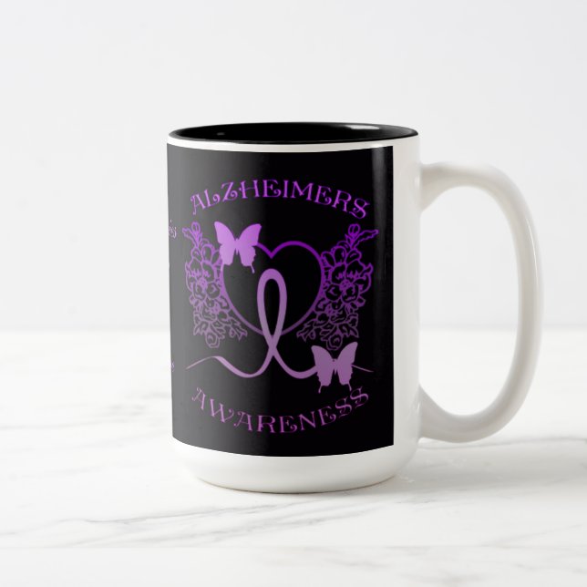 Alzheimers medvetenhet Lila Butterflies Mugg 2 (Höger)