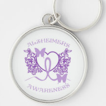 Alzheimers medvetenhet Lila Butterflies Nyckelring