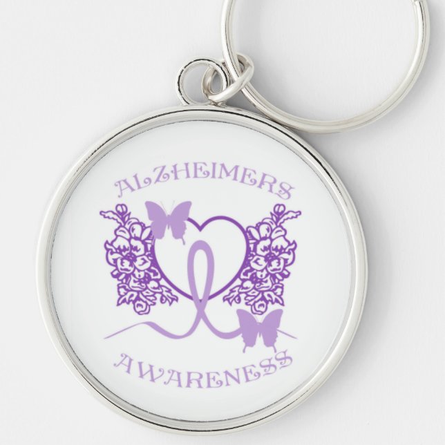 Alzheimers medvetenhet Lila Butterflies Nyckelring (Framsidan)