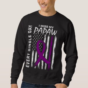 Alzheimers medvetenhet Papaw American Flagga 4th o Lång Ärmad Tröja
