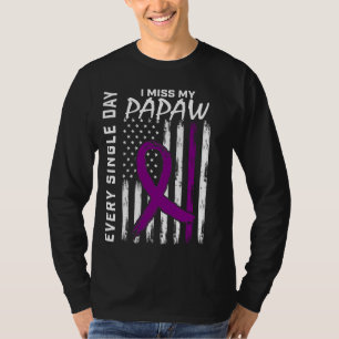 Alzheimers medvetenhet Papaw American Flagga 4th o T Shirt