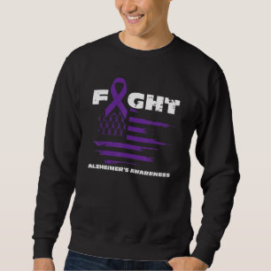 Alzheimers medvetenhet september slut Alz USA Flag Lång Ärmad Tröja