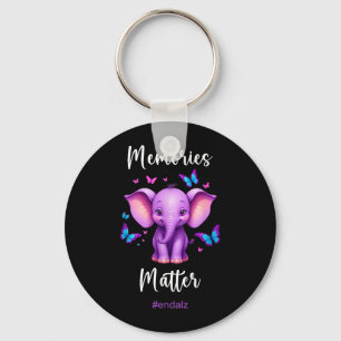 Alzheimers medvetenhet T-shirt Lila Elefant Nyckelring