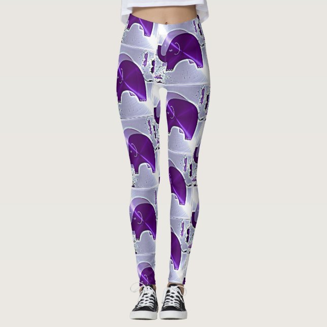 Alzheimers medvetenhetelefanter leggings (Framsida)