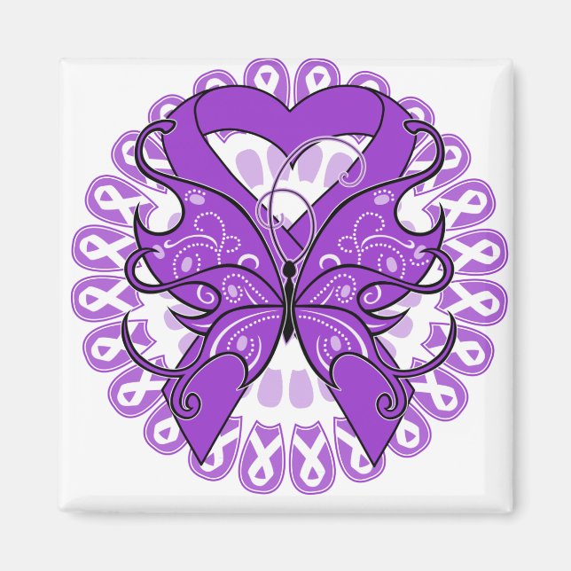 Alzheimers sjukdom Butterfly Circle of Rosett band Magnet (Framsidan)
