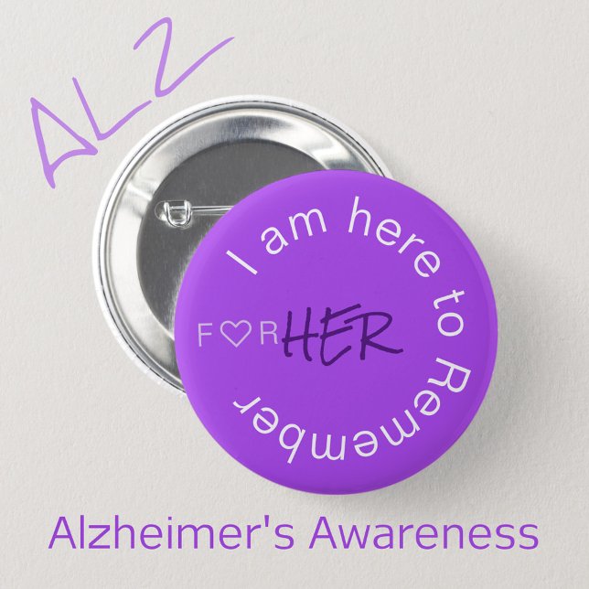 Alzheimers sjukdom - Lila för att öka medvetenhete Knapp (Skapare uppladdad)