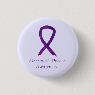 Alzheimers sjukdom Lila Ribbon Anpassningsbar Art  Knapp