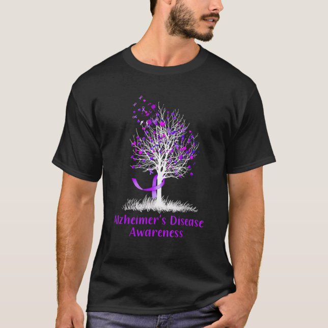 Alzheimers sjukdom Medvetenhet om Träd Ribbon Mana T Shirt (Framsida)