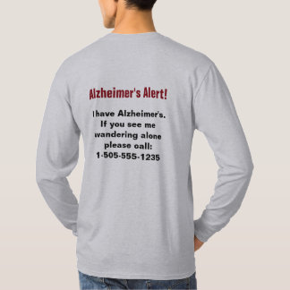Alzheimers varning med Mobilare nummer för Personl T Shirt