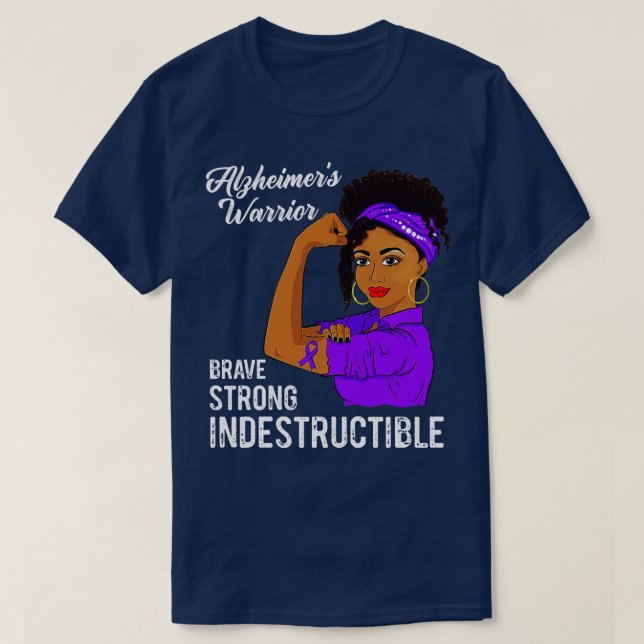 Alzheimers Warrior Indestrucsible Alzheimers Medve T Shirt (Design framsida)
