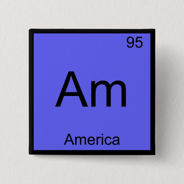Am - America Rolig Kemielement Symbol T-shirt Knapp (Framsida)