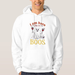 Am här Boos Halloween Ghost Vin Glas Spindel W Hoodie
