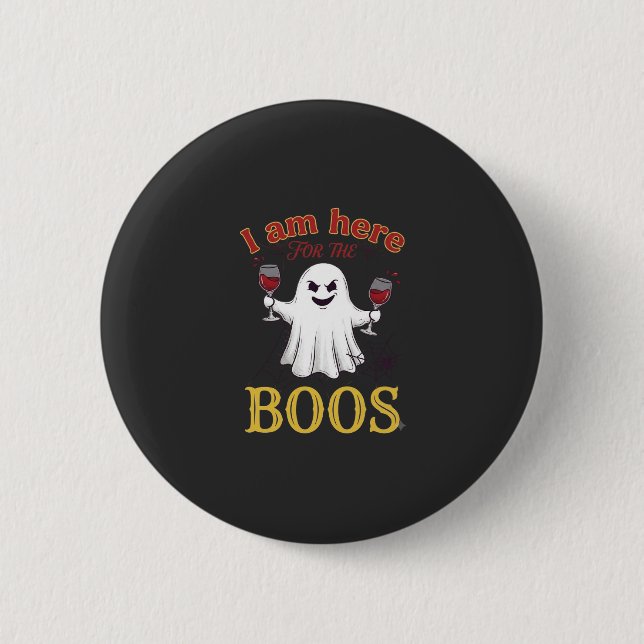 Am här Boos Halloween Ghost Vin Glas Spindel W Knapp (Framsida)