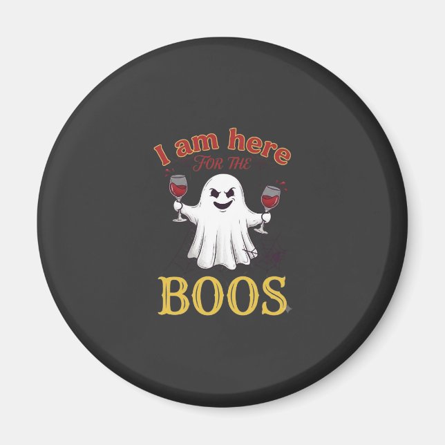 Am här Boos Halloween Ghost Vin Glas Spindel W Magnet (Framsidan)