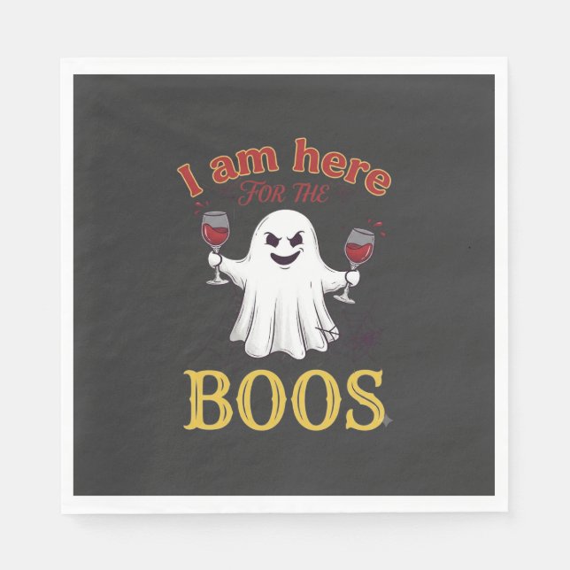Am här Boos Halloween Ghost Vin Glas Spindel W Pappersservett (Framsidan)