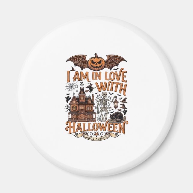 Am kärlek Halloween spökhus skelett pumpa_1 Magnet (Framsidan)