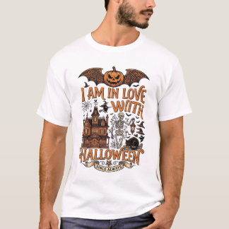 Am kärlek Halloween spökhus skelett pumpa_1 T Shirt