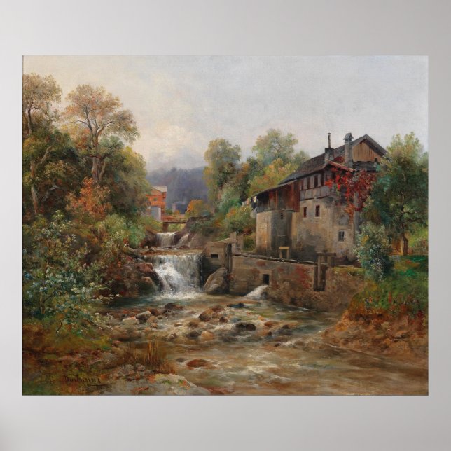 "Am Mühlenbach" (av Mill Stream) Poster (Framsidan)