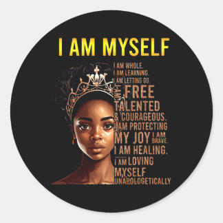 Am Myself Black Girl Magic Black History Month Afr Runt Klistermärke