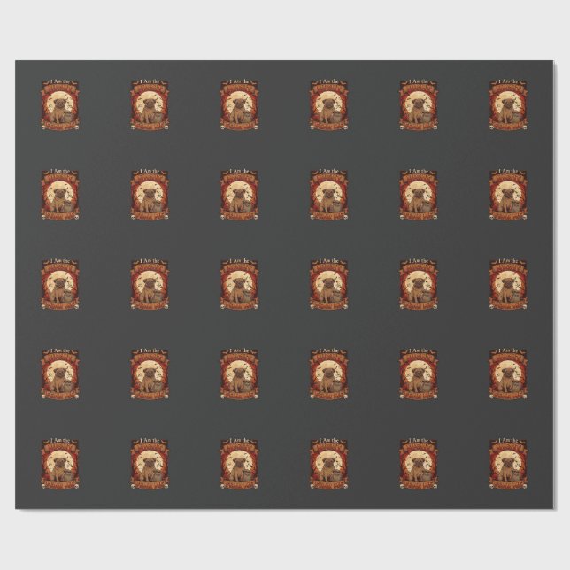 Am Natt Fruktar Mig Halloween Pug Måne Gravsten Presentpapper (Platt)