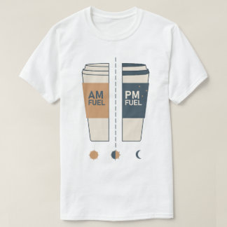 AM PM Bränsle Split Kaffe Kopp Dag och Natt T-Shir T Shirt