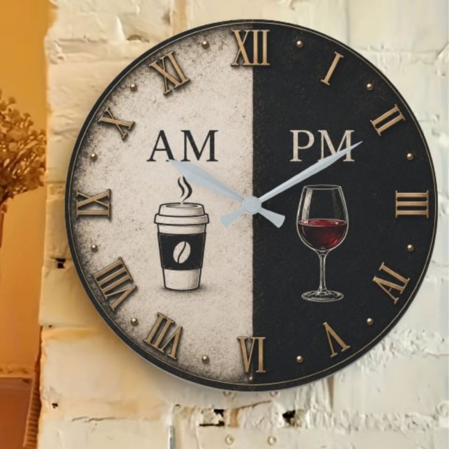 AM PM Coffee and Wine Stor Klocka (Skapare uppladdad)