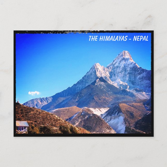 Ama Dablam, House, Everest trail view - Nepal Vykort (Framsida)