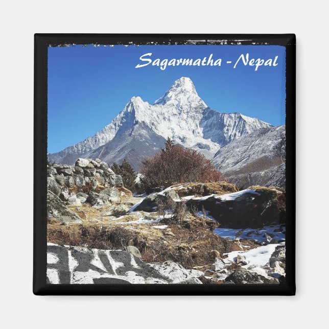 Ama Dablam & Mani Stone, Sagarmatha - Nepal Magnet (Framsidan)