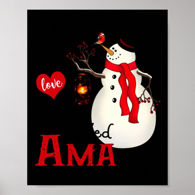 Ama Snowman Xmas Happy Family New Snowman Merry Ch Poster (Framsidan)