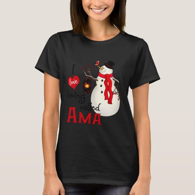 Ama Snowman Xmas Happy Family New Snowman Merry Ch T Shirt (Framsida)