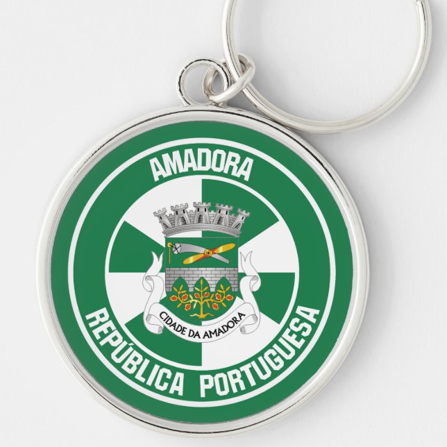 Amadora Round Emblem Rund Silverfärgad Nyckelring (Framsidan)