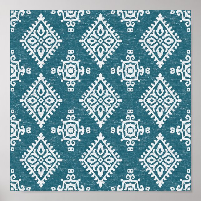 Amadora Teal Blue Mönster Poster (Framsidan)