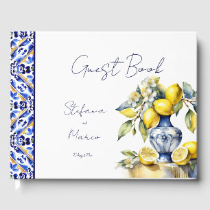 Amalfi - Blåplattor citroner bröllop Gästböcker