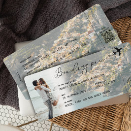 AMALFI Boarding Pass Destination Wedding QR-kod Inbjudningar