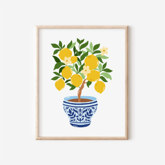 Amalfi Chinoiserie Gingerkruka Citron Gren Konst Poster