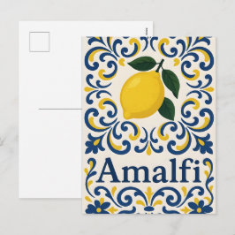 Amalfi Citron – Blå Gul Vit Medelhavet Helg Vykort