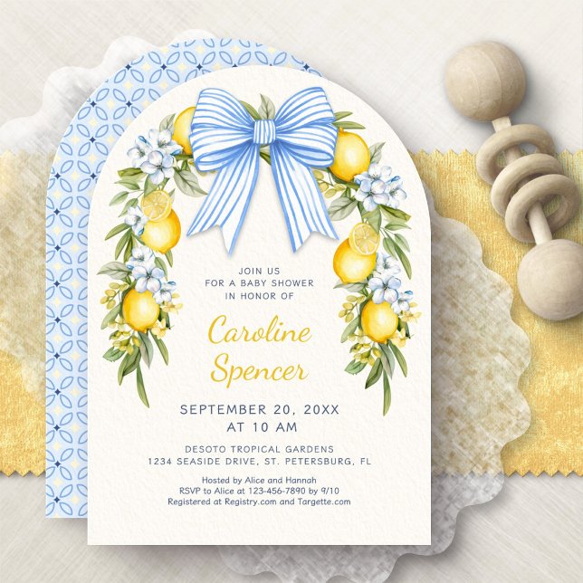 Amalfi Citron Bow Floral Båge Baby Shower Inbjudningar (Skapare uppladdad)