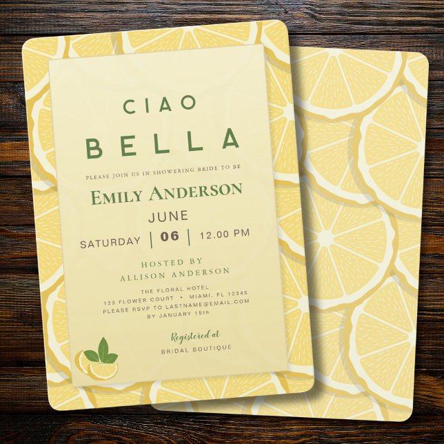 Amalfi Citron Bröllopsshowers Inbjudan | Ciao Bell (Skapare uppladdad)