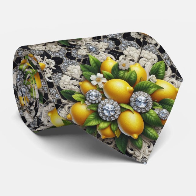 Amalfi Citron Fals Silke | Lyx Art Deco Diamanter  Slips (Rullad)