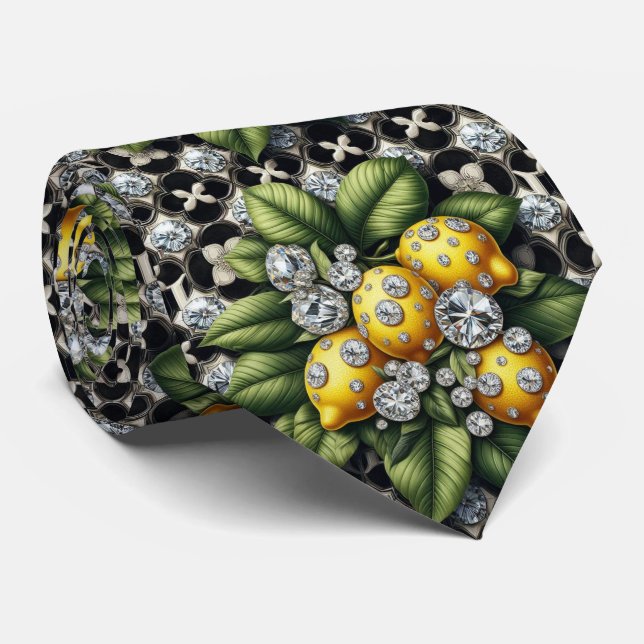 Amalfi Citron Fals Silke | Lyx Art Deco Diamanter  Slips (Rullad)