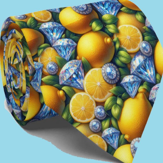 Amalfi Citron Falska Diamanter Falsk Silke Slips (Skapare uppladdad)