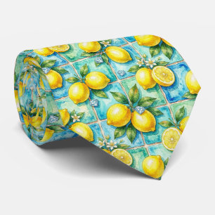 Amalfi Citron Medelhavet Falska Diamanter Falsk Si Slips