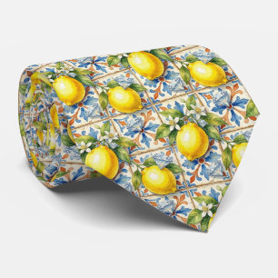Amalfi Citron Medelhavet Falska Diamanter Falsk Si Slips