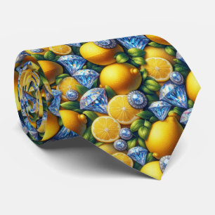 Amalfi Citron Medelhavet Falska Diamanter Falsk Si Slips