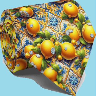 Amalfi Citron Medelhavet Falska DIamanter Falsk Si Slips