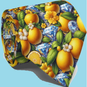 Amalfi Citron Medelhavet Falska Diamanter Falsk Si Slips